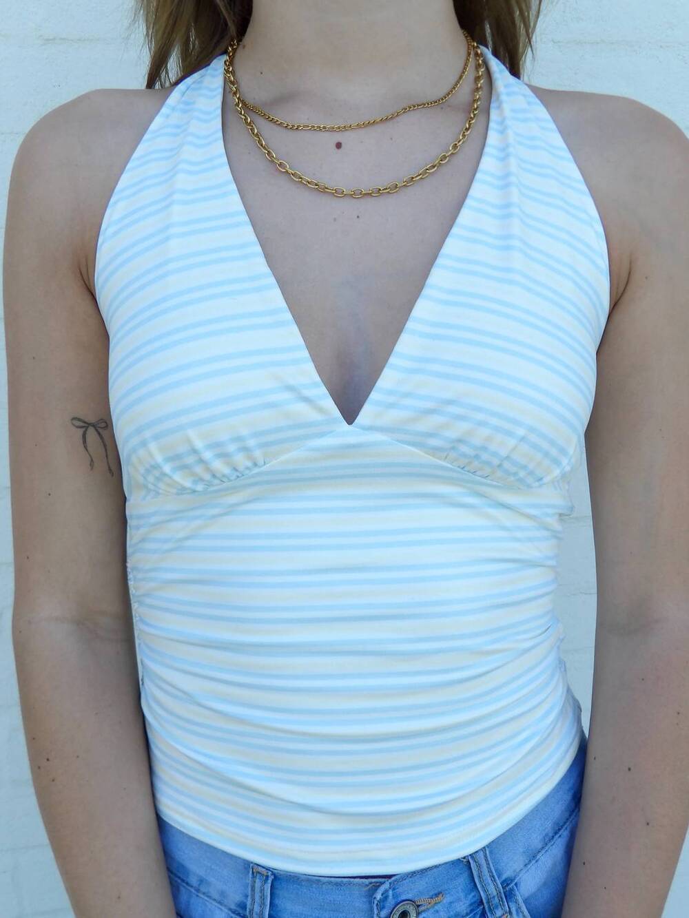 NEW LE LIS the lemon sky halter top in white/multi